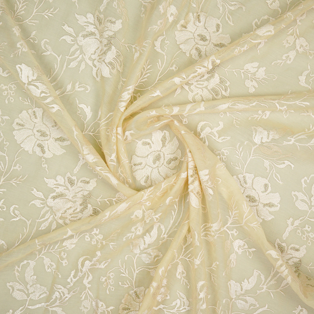Raveesh Jaal on Cream Cotton Silk Embroidered Fabric