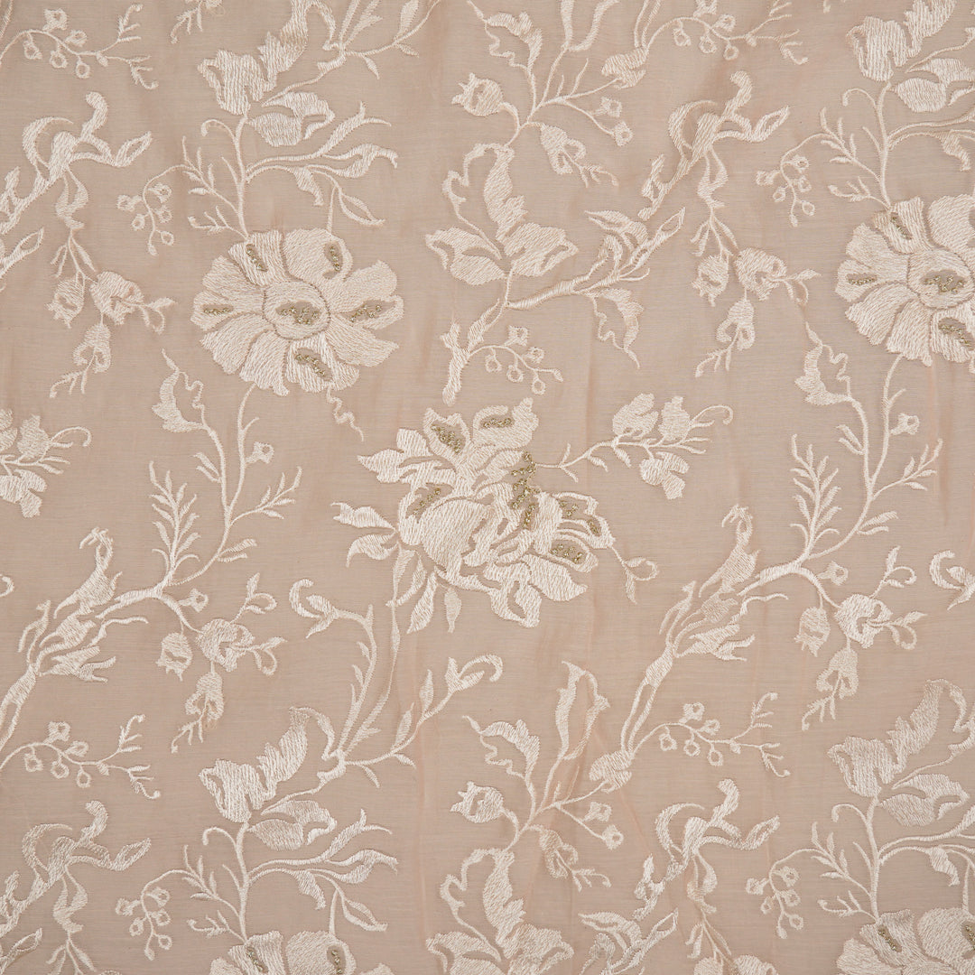 Raveesh Jaal on Light Peach Cotton Silk Embroidered Fabric