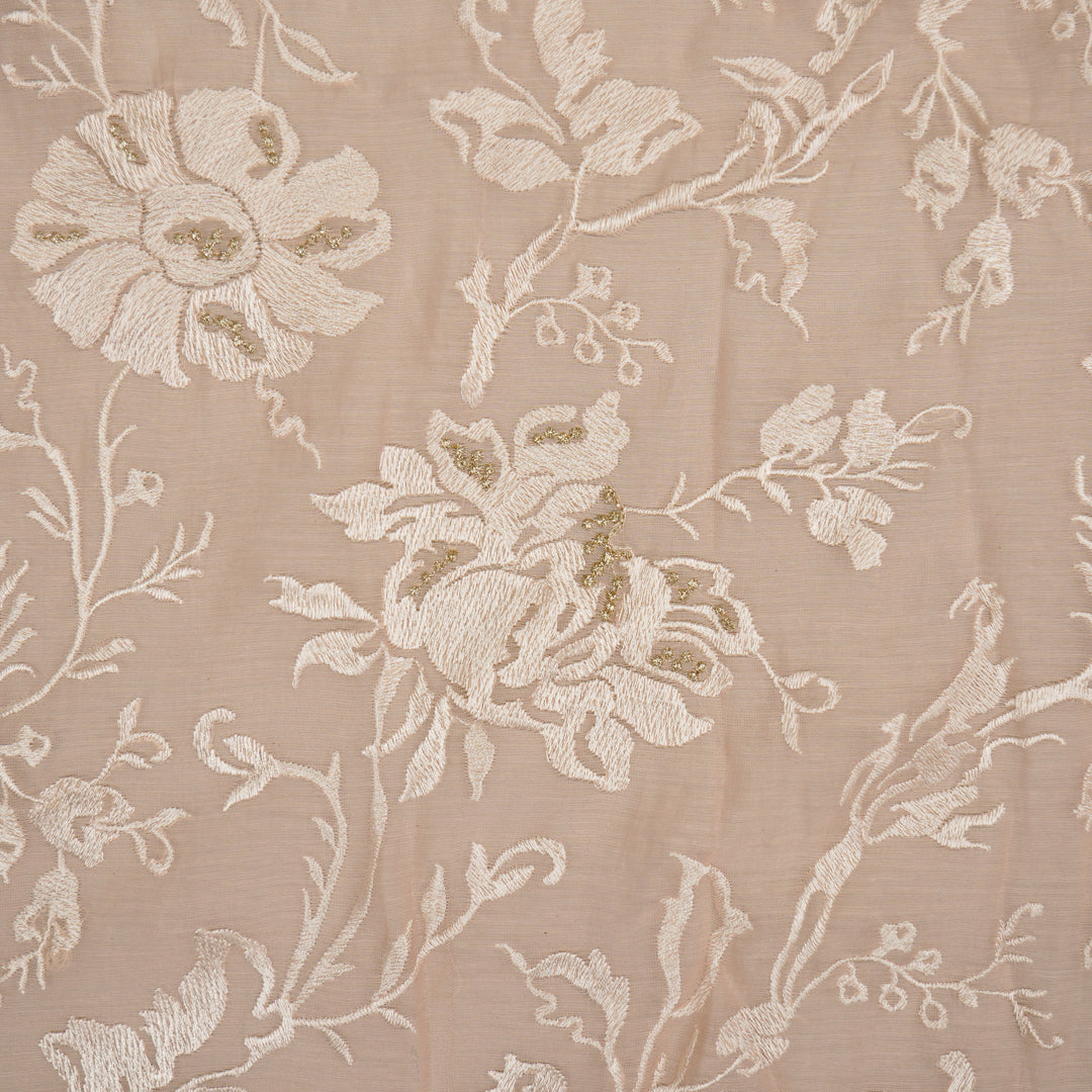 Raveesh Jaal on Light Peach Cotton Silk Embroidered Fabric