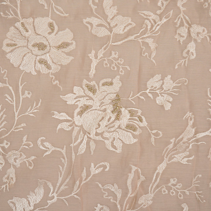 Raveesh Jaal on Light Peach Cotton Silk Embroidered Fabric