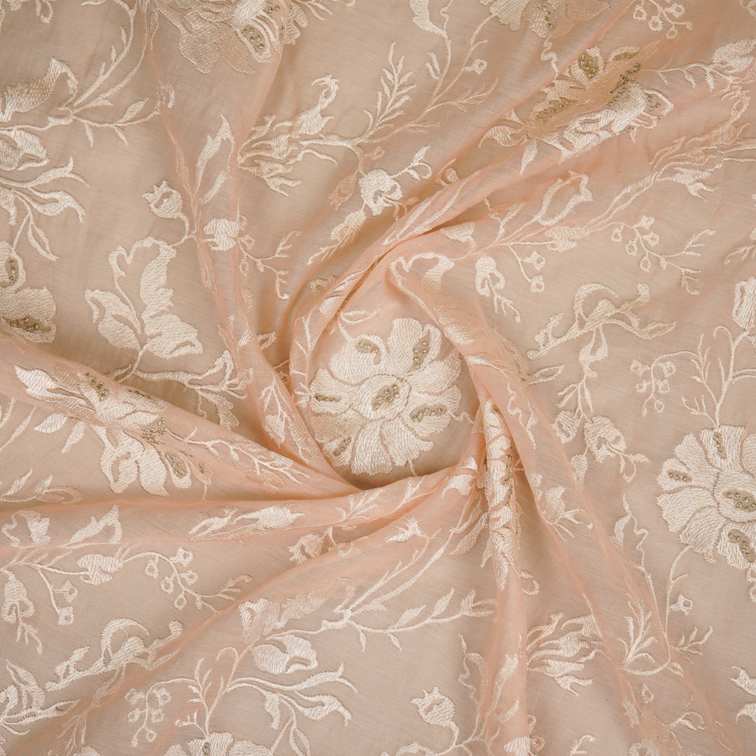 Raveesh Jaal on Light Peach Cotton Silk Embroidered Fabric