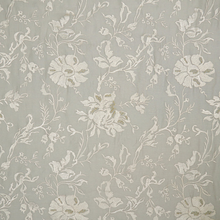 Raveesh Jaal on Light Grey Cotton Silk Embroidered Fabric