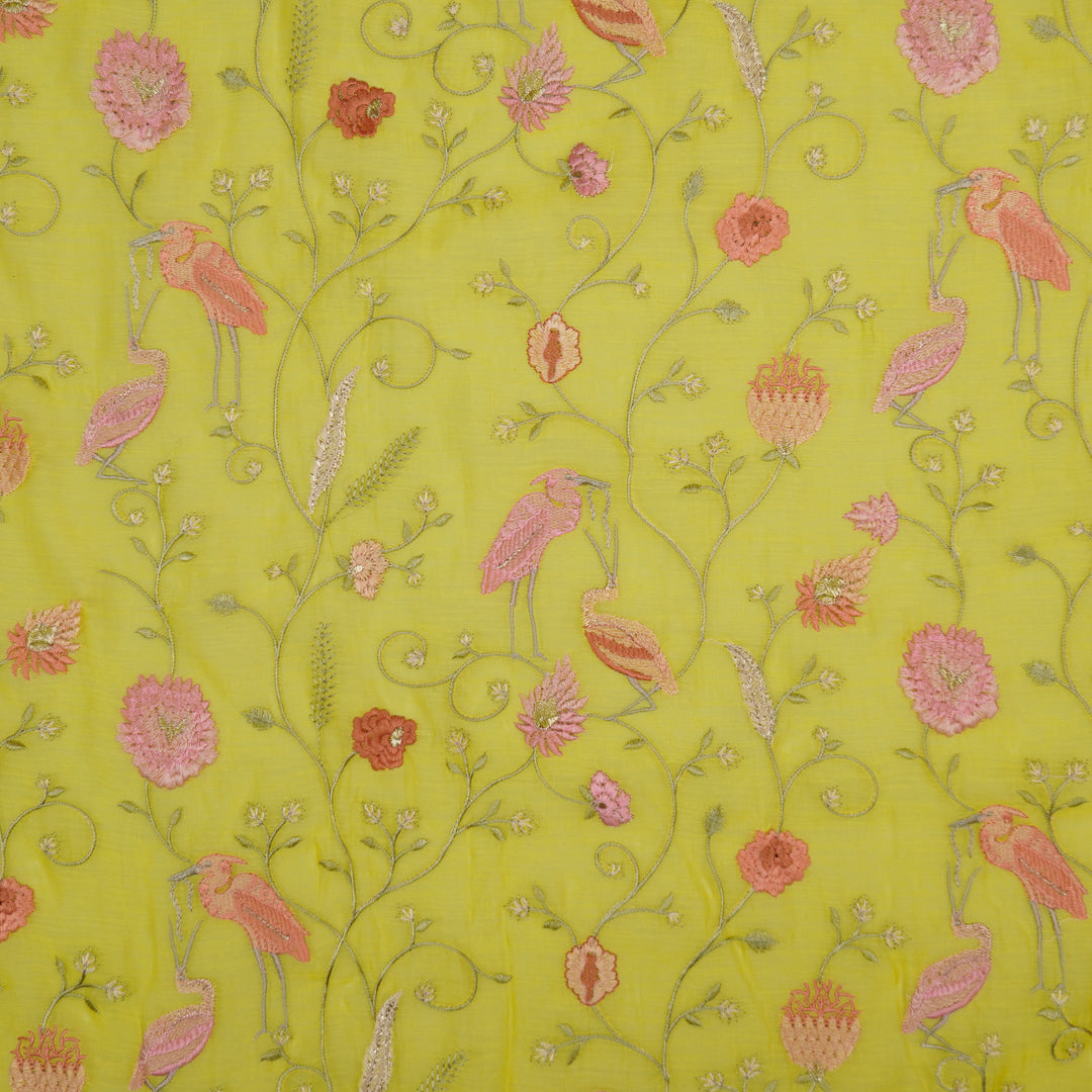 Arunima Jaal on Lemon Cotton Silk Embroidered Fabric