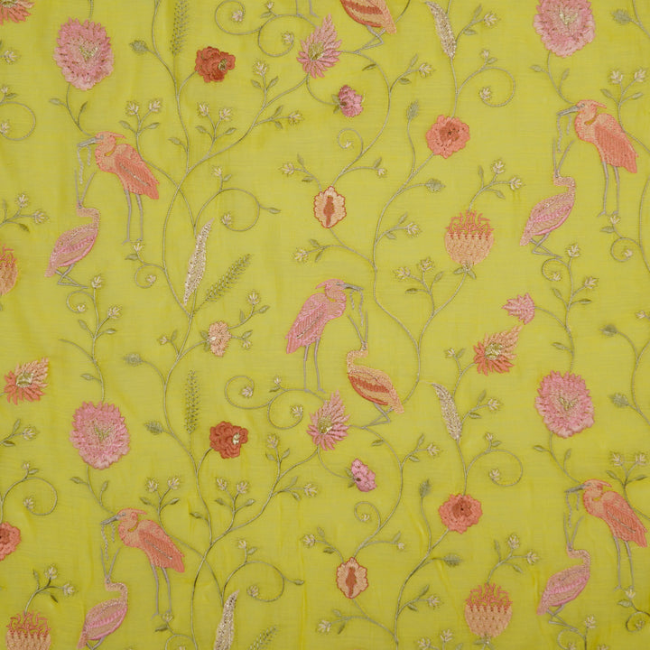 Arunima Jaal on Lemon Cotton Silk Embroidered Fabric
