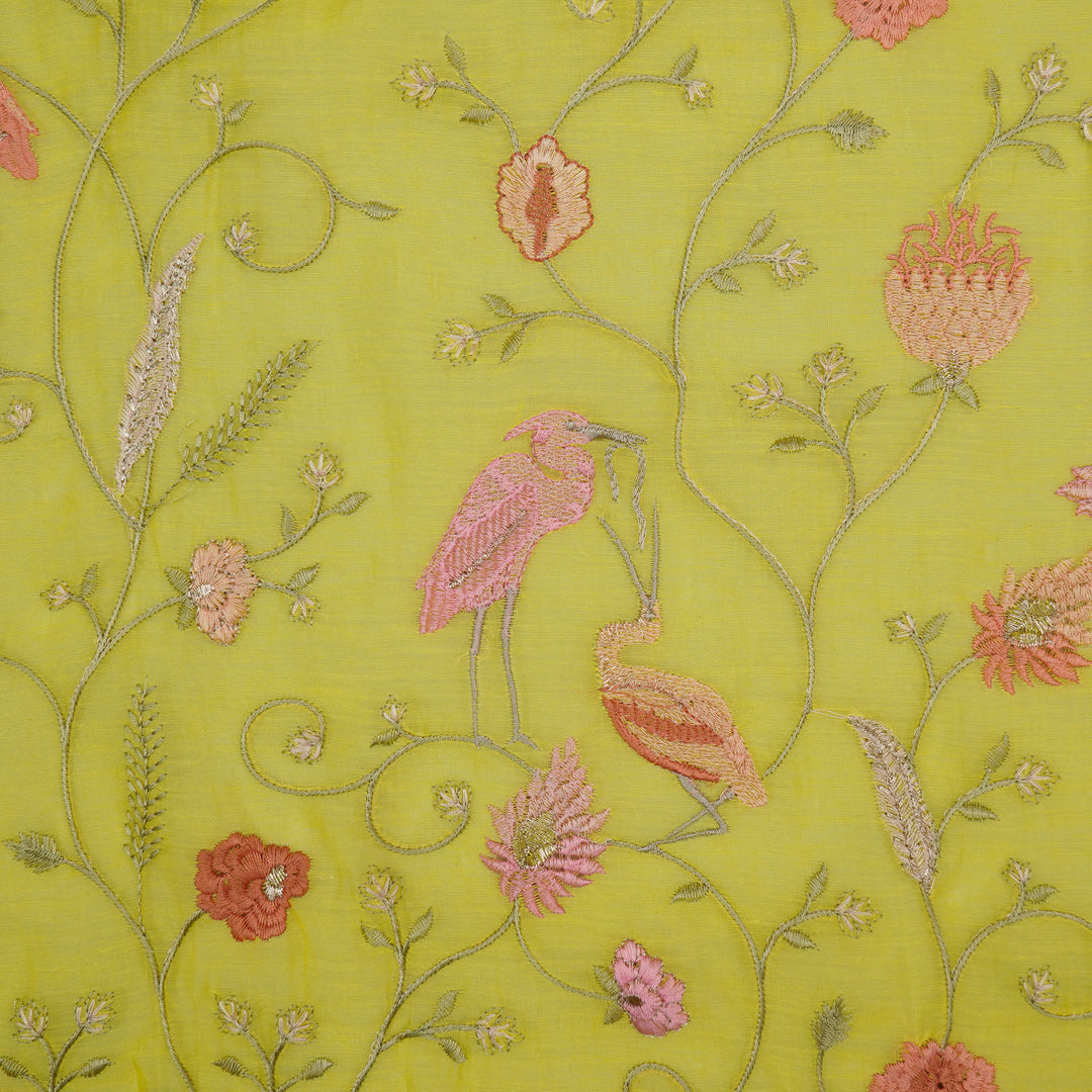 Arunima Jaal on Lemon Cotton Silk Embroidered Fabric