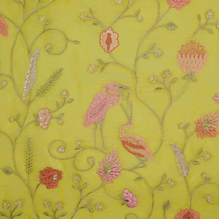 Arunima Jaal on Lemon Cotton Silk Embroidered Fabric
