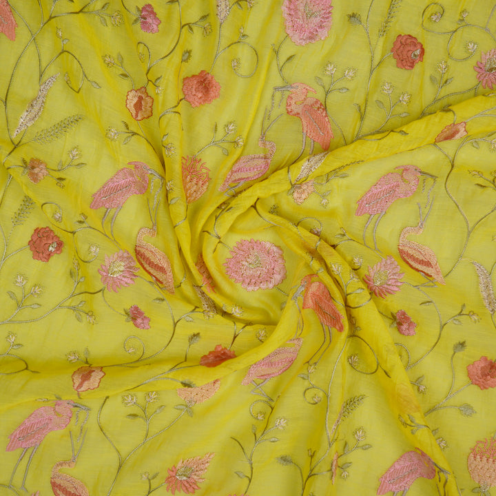 Arunima Jaal on Lemon Cotton Silk Embroidered Fabric