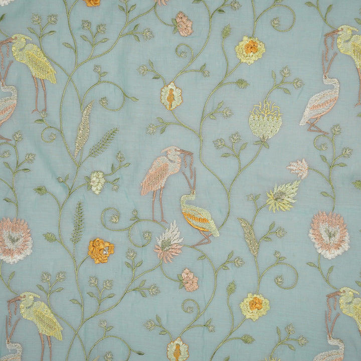 Arunima Jaal on Turquoise Cotton Silk Embroidered Fabric