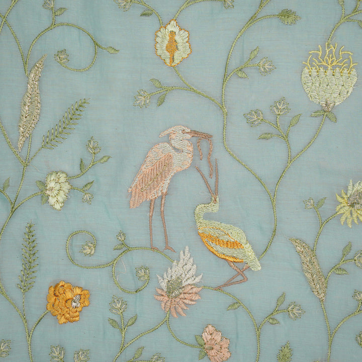 Arunima Jaal on Turquoise Cotton Silk Embroidered Fabric