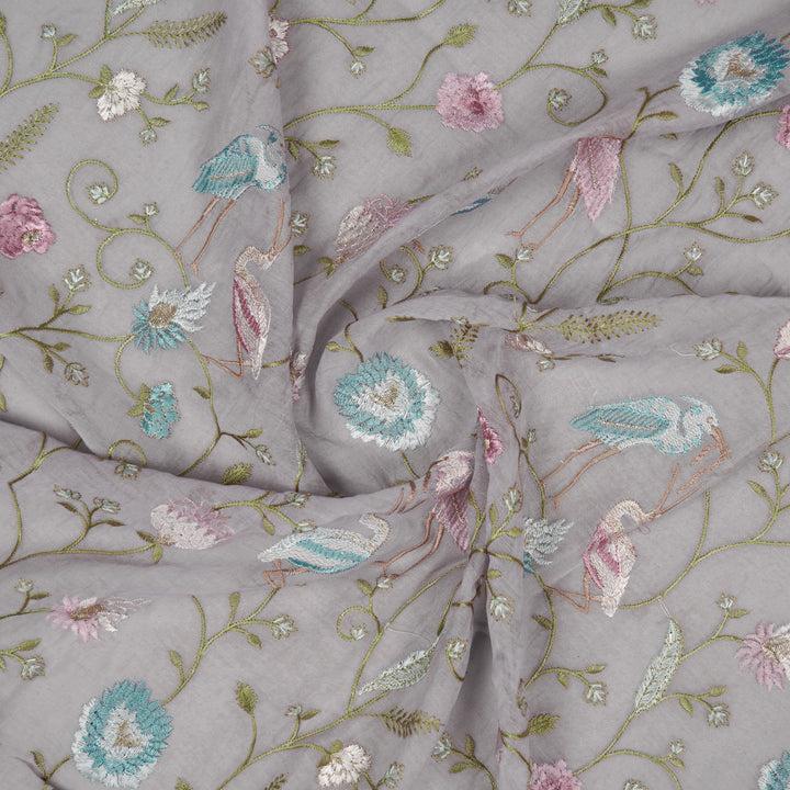 Arunima Jaal on Lavender Cotton Silk Embroidered Fabric