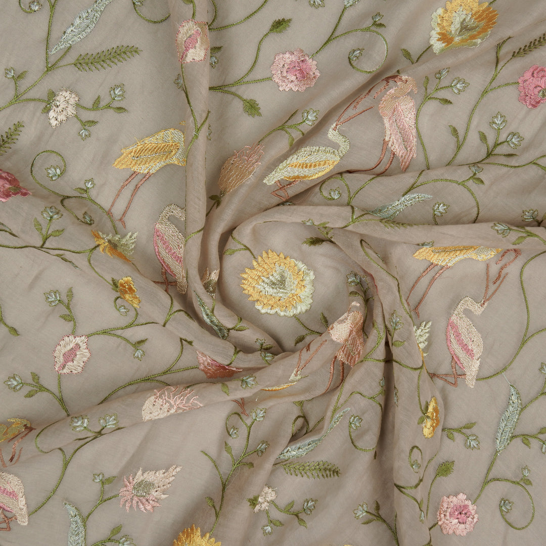 Arunima Jaal on Almond Cotton Silk Embroidered Fabric