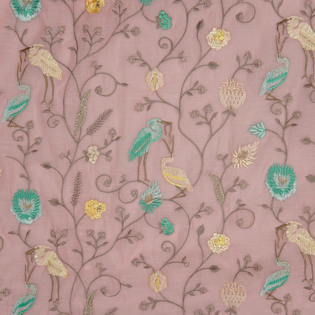 Arunima Jaal on Pink Cotton Silk Embroidered Fabric