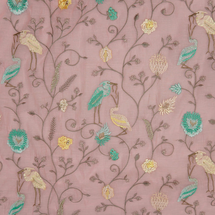 Arunima Jaal on Pink Cotton Silk Embroidered Fabric