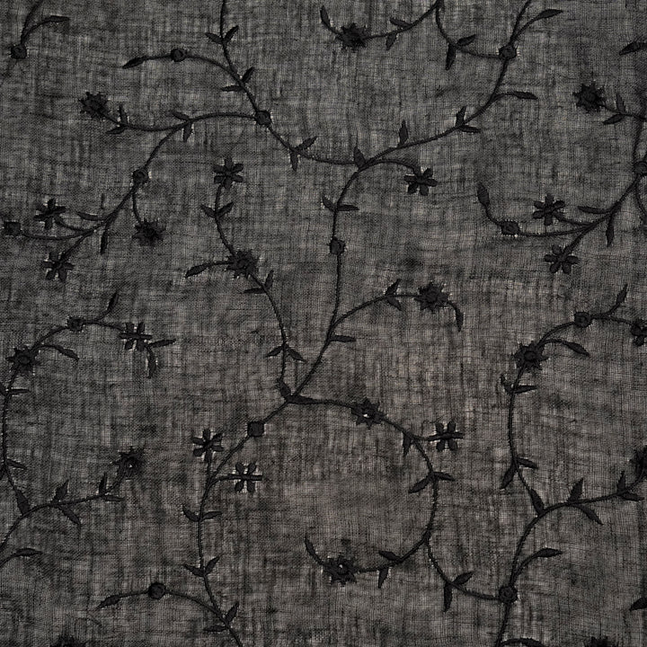 Kairav Jaal on Black Gauged Linen Embroidered Fabric