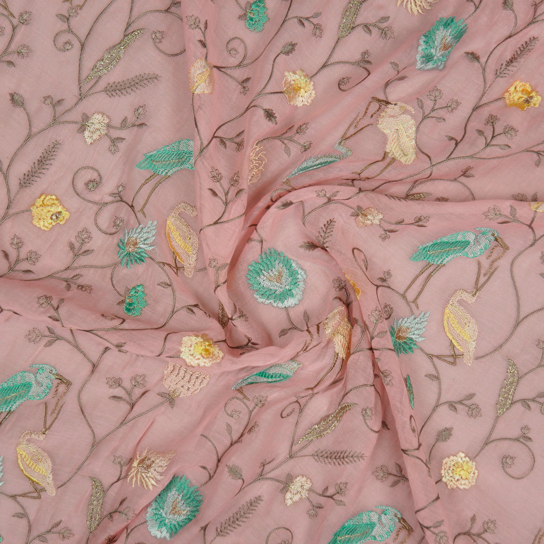 Arunima Jaal on Pink Cotton Silk Embroidered Fabric