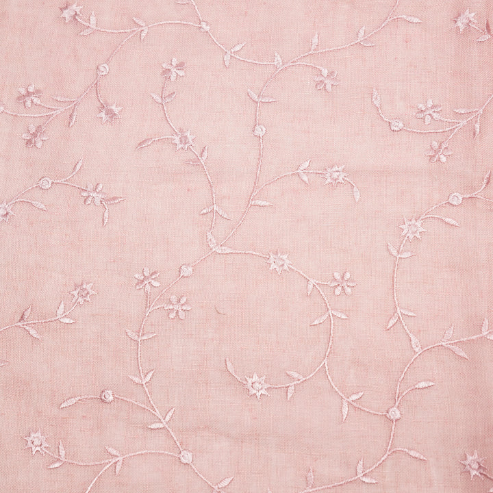 Kairav Jaal on Onion Pink Gauged Linen Embroidered Fabric