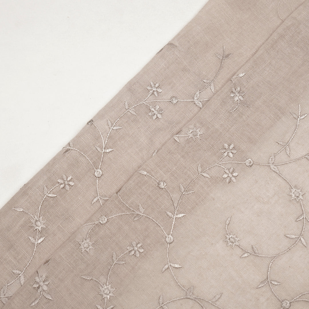 Kairav Jaal on Almond Gauged Linen Embroidered Fabric