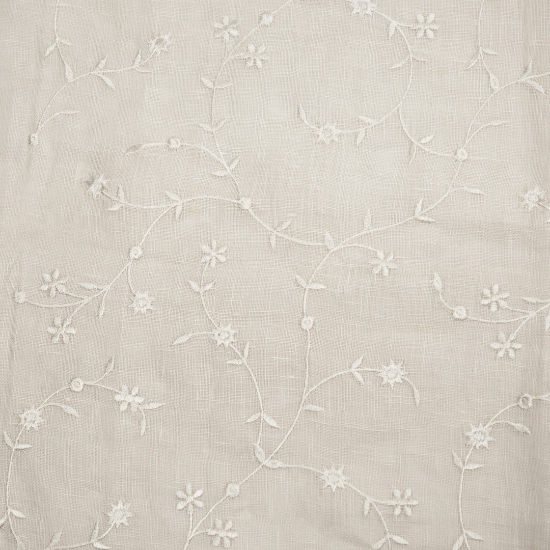 Kairav Jaal on White Gauged Linen Embroidered Fabric