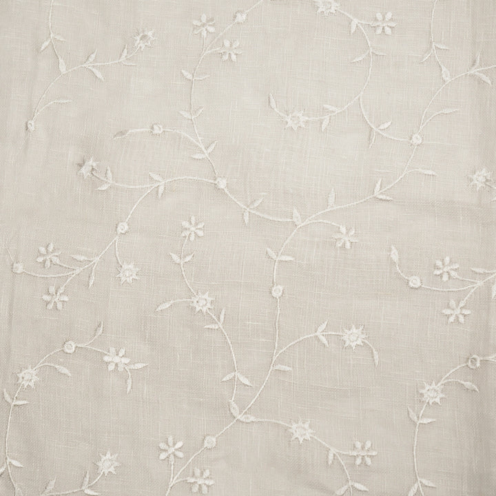 Kairav Jaal on White Gauged Linen Embroidered Fabric