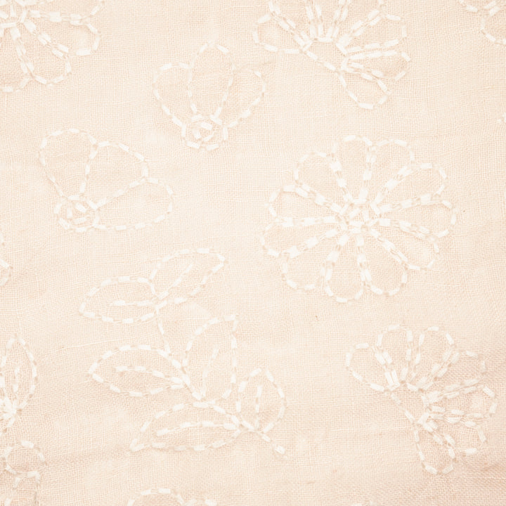 Adrija Floral Jaal on Powder Pink Gauged Linen Embroidered Fabric