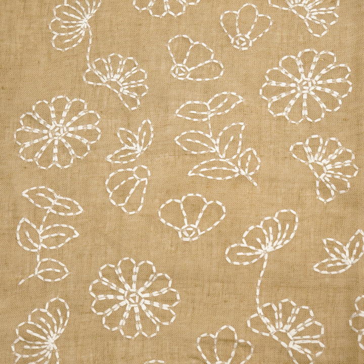 Adrija Floral Jaal on Mouse Gauged Linen Embroidered Fabric