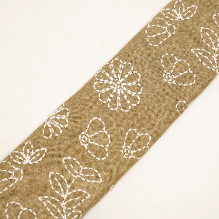 Adrija Floral Jaal on Mouse Gauged Linen Embroidered Fabric