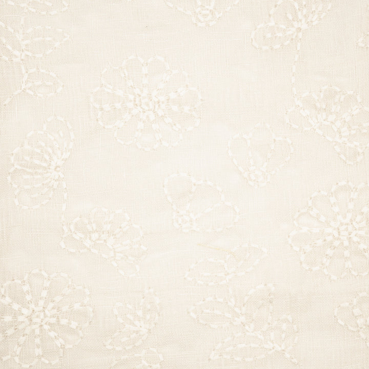 Adrija Floral Jaal on Ivory Gauged Linen Embroidered Fabric