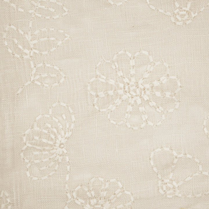 Adrija Floral Jaal on Ivory Gauged Linen Embroidered Fabric