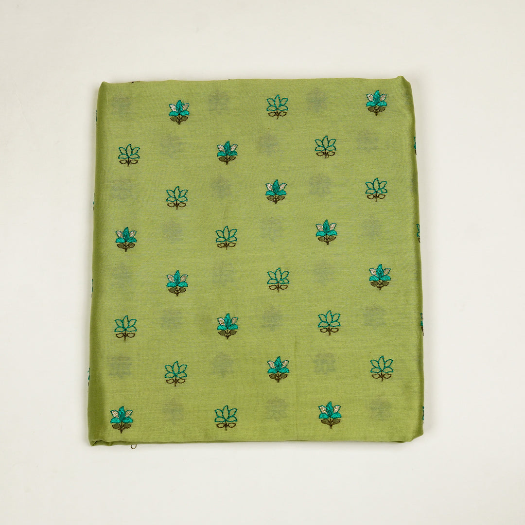 Seher Tiny Buti Suit Fabric Set on Silk Chanderi (Unstitched)-Pista Green