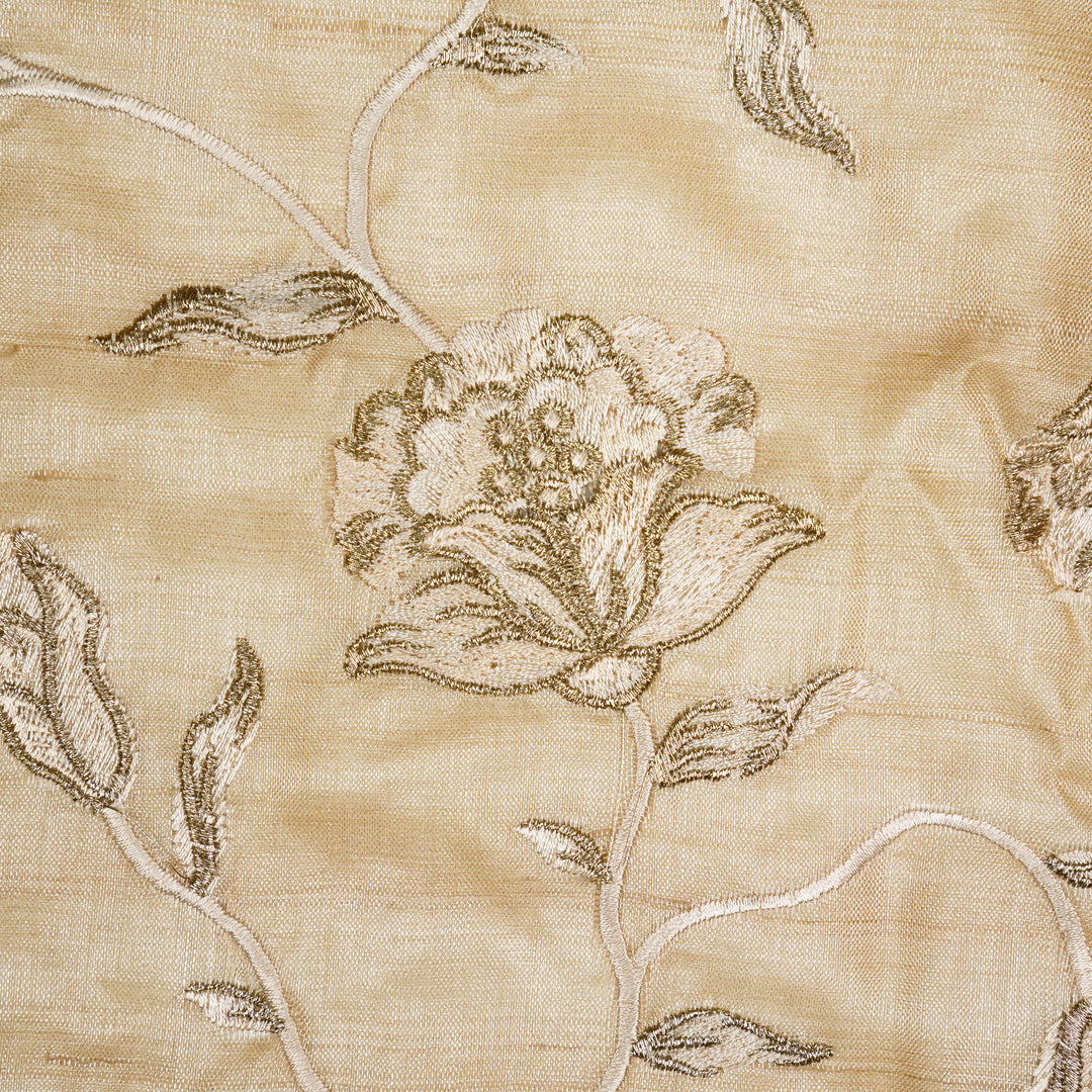 Tanika Jaal on Natural Tussar Silk Embroidered Fabric