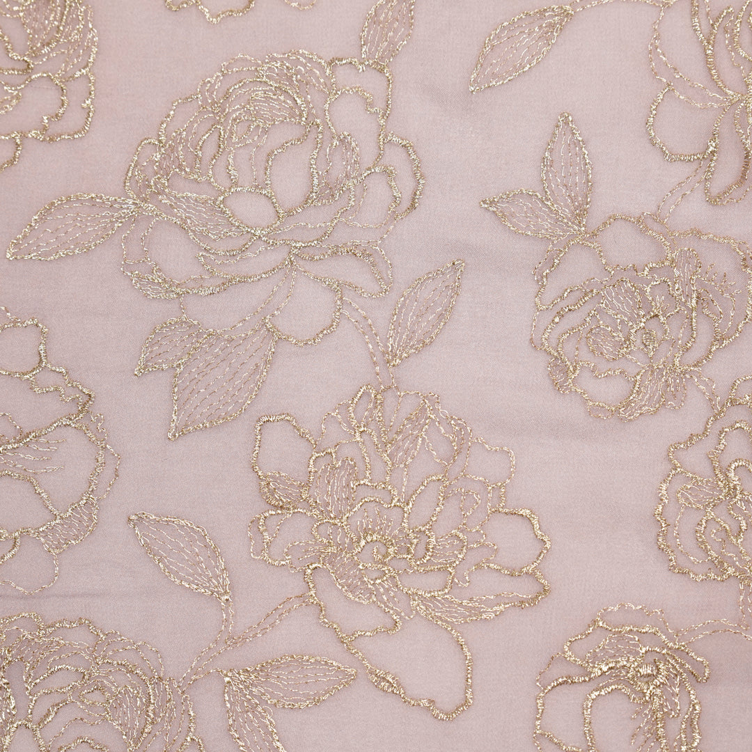 Akshita Rose Buta on Lavender Georgette Embroidered Fabric