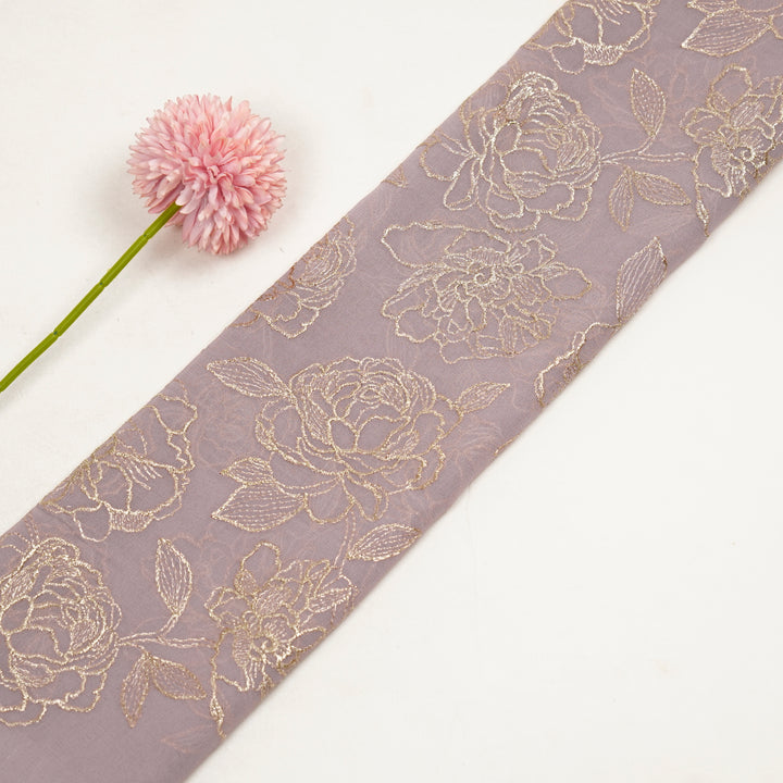 Akshita Rose Buta on Lavender Georgette Embroidered Fabric