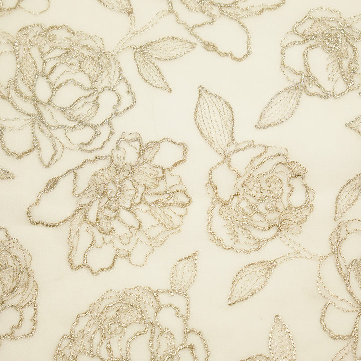 Akshita Rose Buta on Cream Georgette Embroidered Fabric