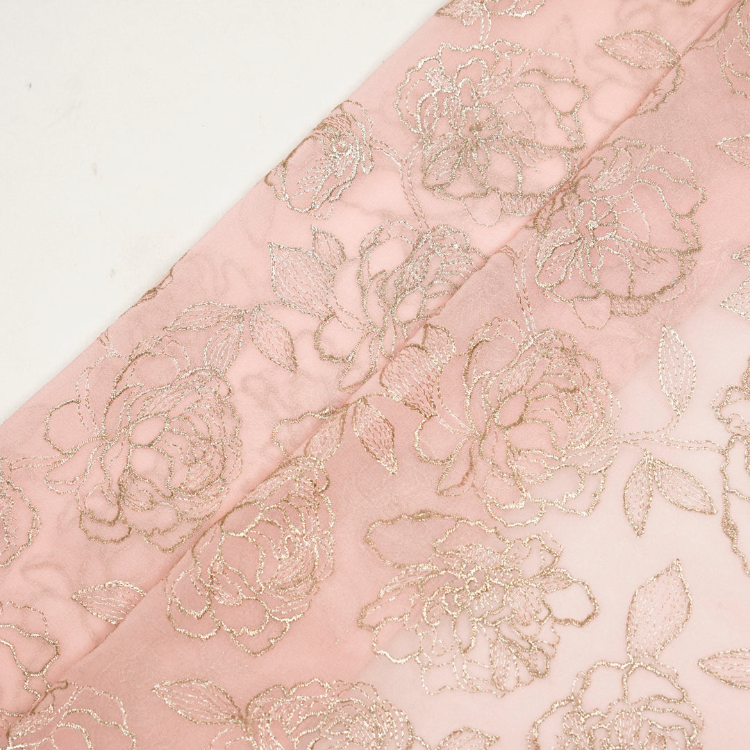 Akshita Rose Buta on Light Gajari Georgette Embroidered Fabric