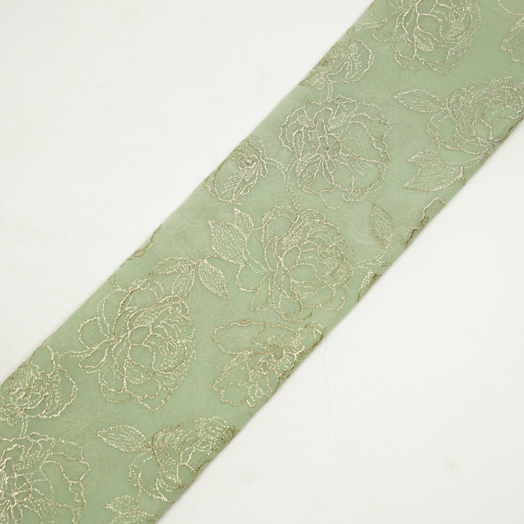 Akshita Rose Buta on Sea Green Georgette Embroidered Fabric