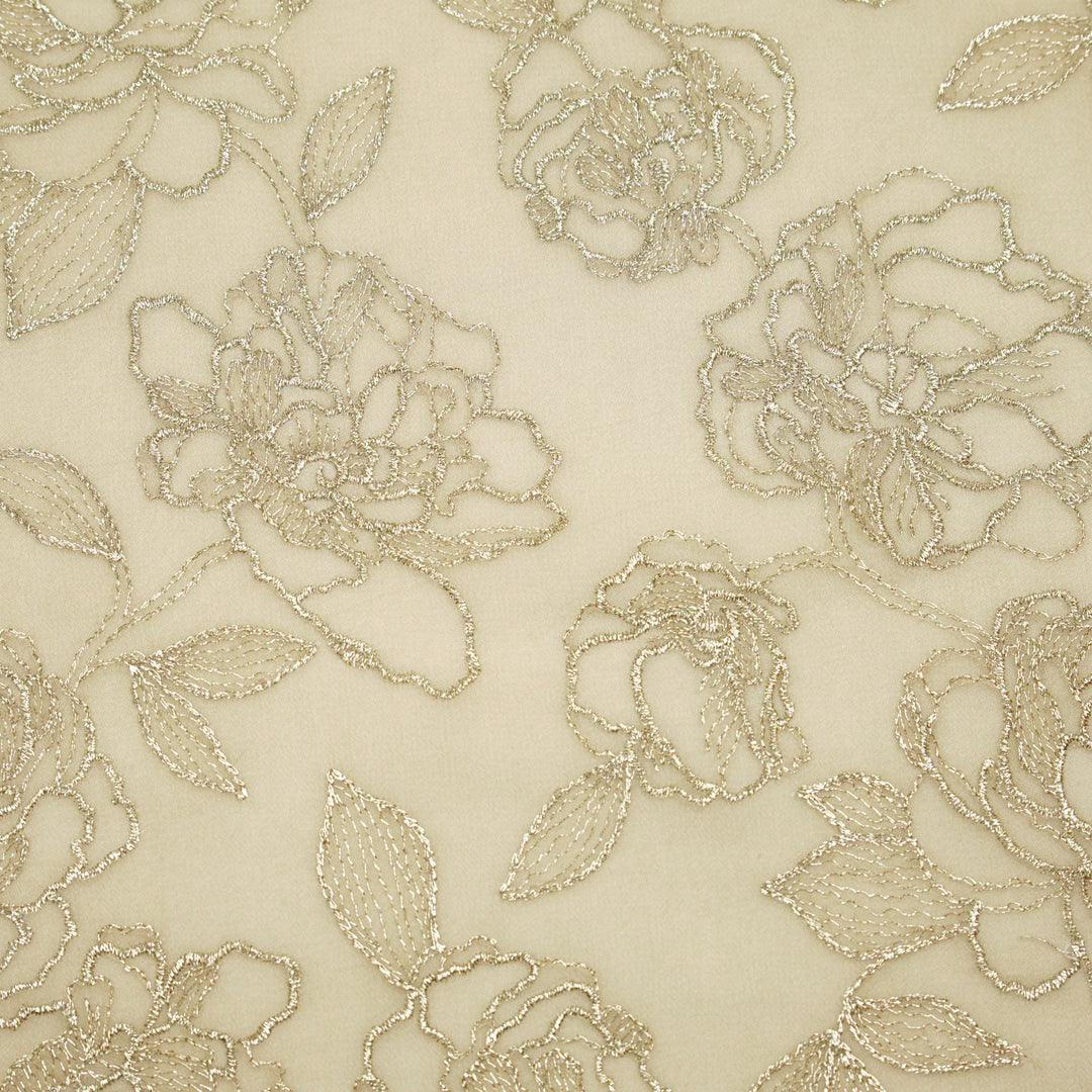 Akshita Rose Buta on Almond Georgette Embroidered Fabric