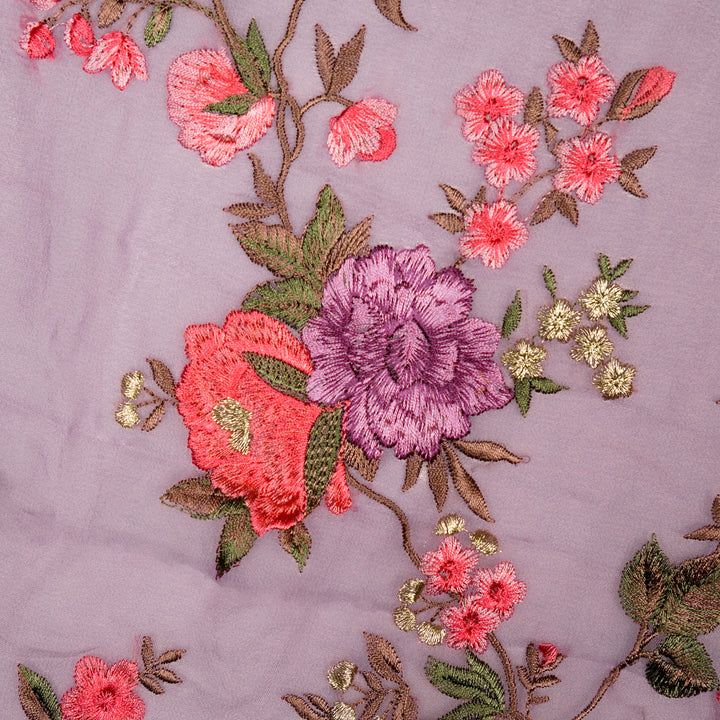 Yamika Jaal on Mauve Semi Semi Georgette Embroidered Fabric