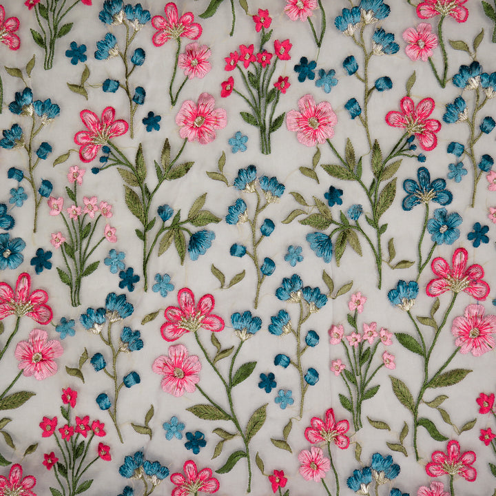 Flavina Jaal on Mauve Imported Silk Organza Embroidered Fabric