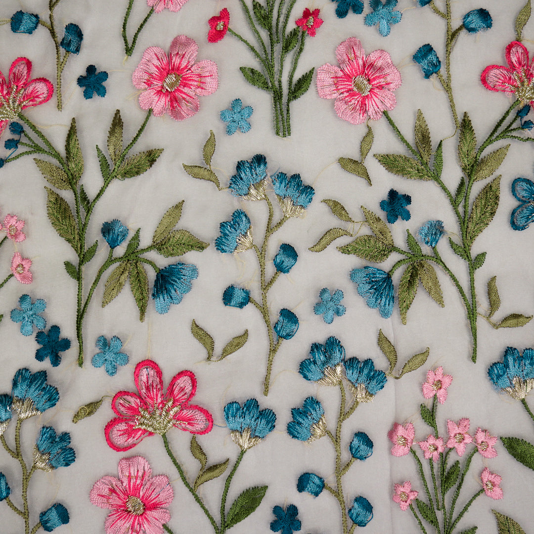 Flavina Jaal on Mauve Imported Silk Organza Embroidered Fabric