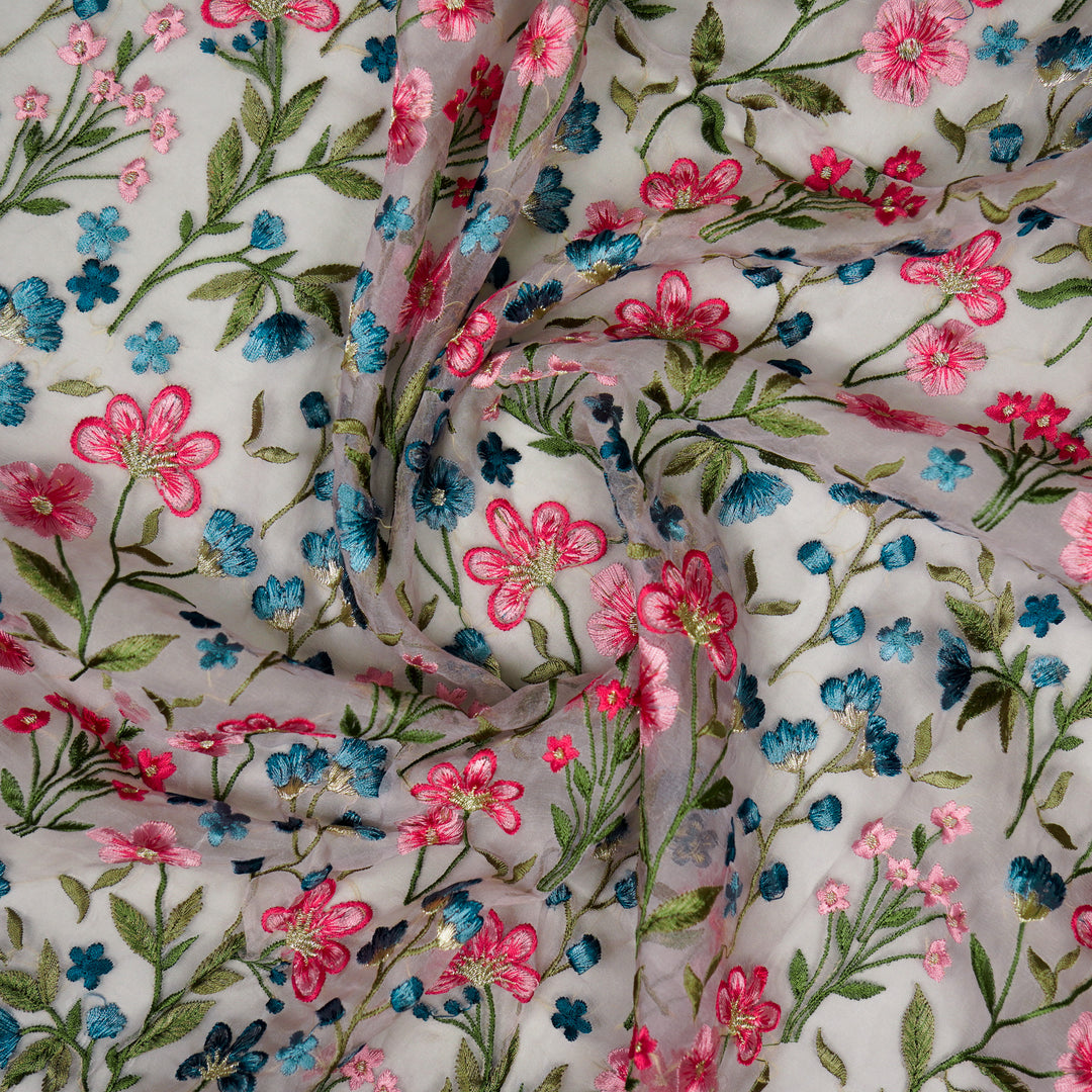 Flavina Jaal on Mauve Imported Silk Organza Embroidered Fabric
