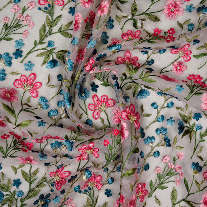 Flavina Jaal on Mauve Imported Silk Organza Embroidered Fabric