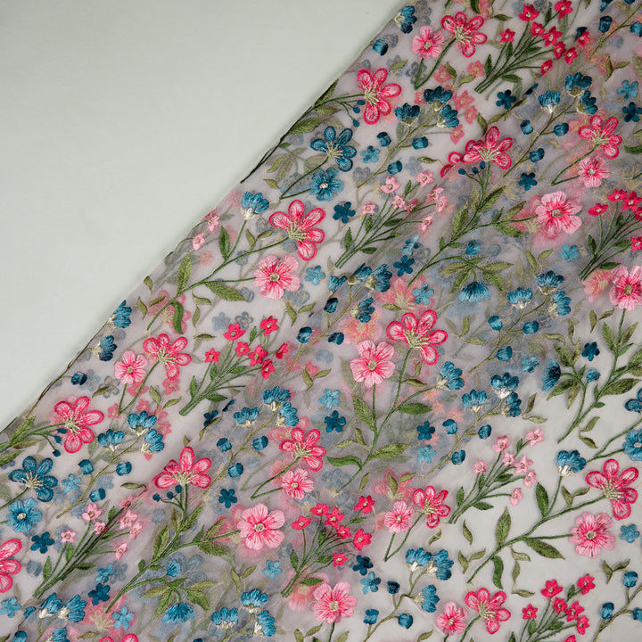 Flavina Jaal on Mauve Imported Silk Organza Embroidered Fabric