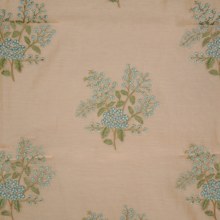 Anvita Buta on Peach Cotton Silk Embroidered Fabric
