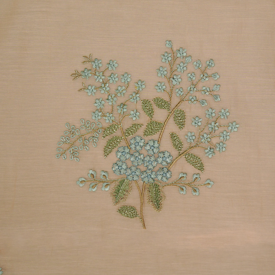 Anvita Buta on Peach Cotton Silk Embroidered Fabric