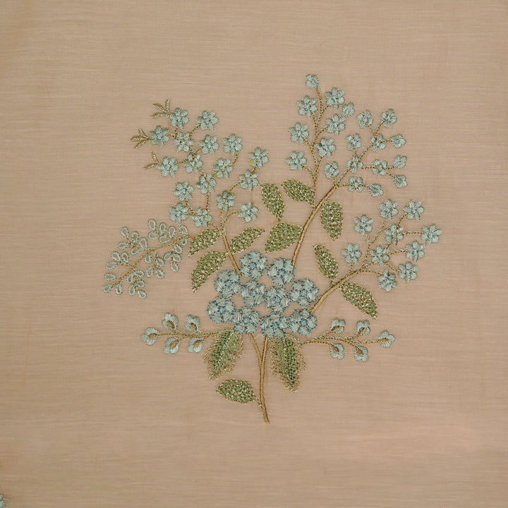 Anvita Buta on Peach Cotton Silk Embroidered Fabric
