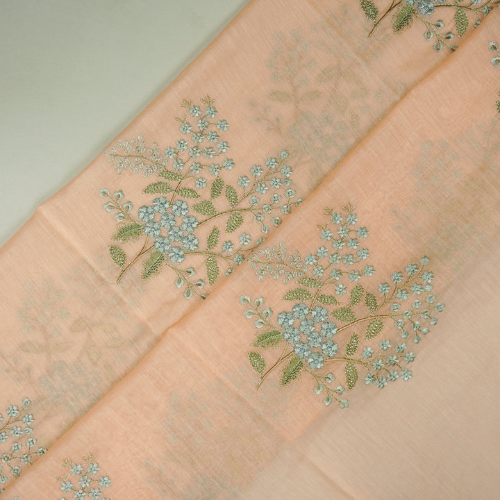 Anvita Buta on Peach Cotton Silk Embroidered Fabric
