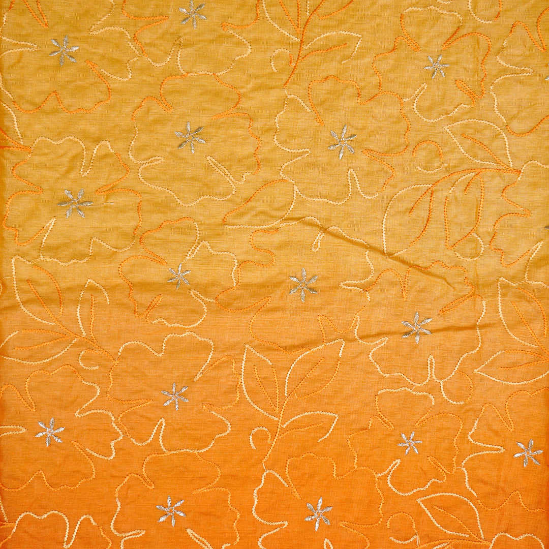 Afsheen Jaal Orange Tussar Silk  Embroidered Fabric (For saree)