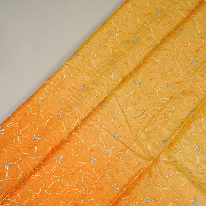 Afsheen Jaal Orange Tussar Silk  Embroidered Fabric (For saree)