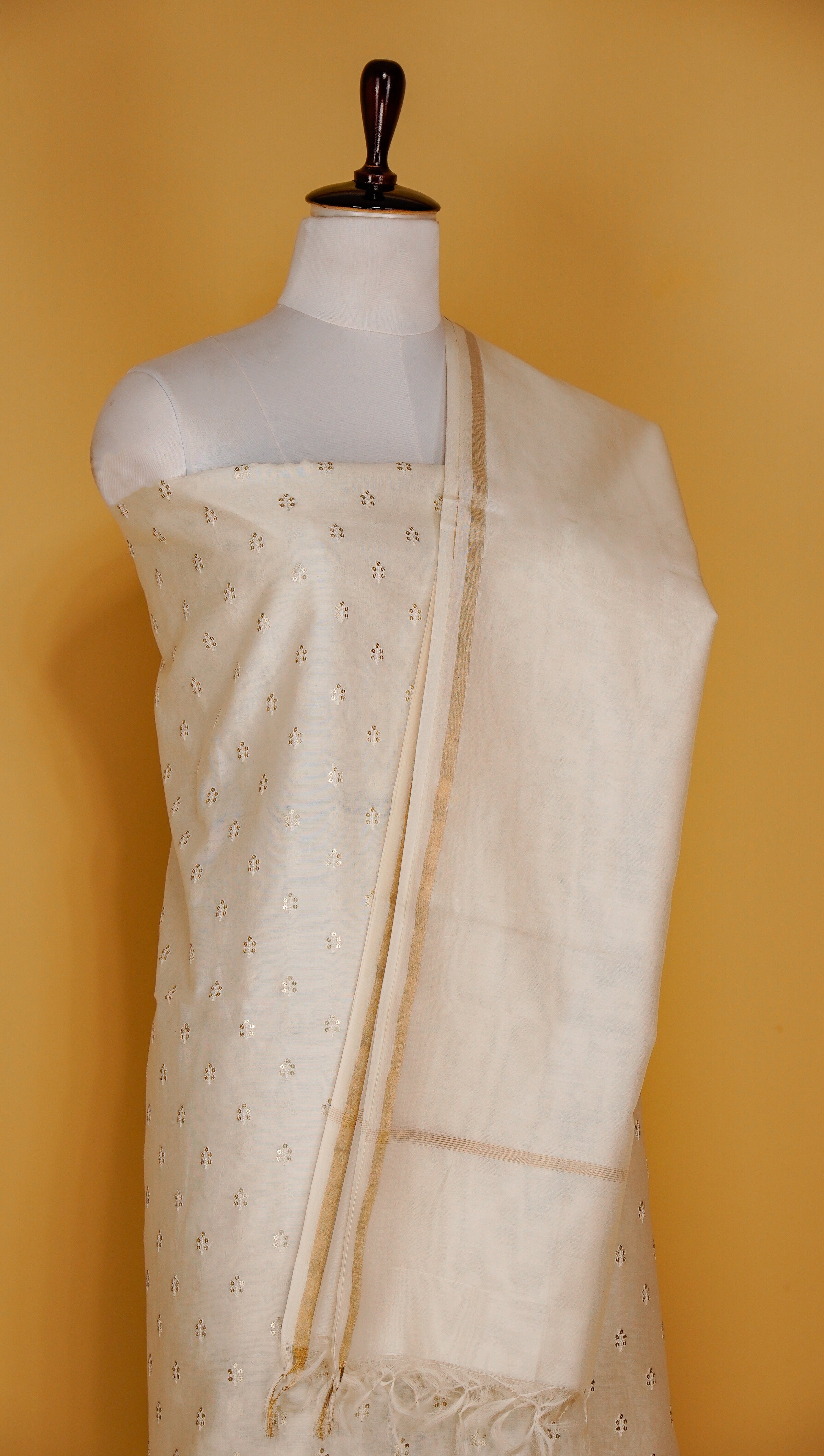 Shibori Printed Chanderi Silk Suit Material - Srishti Textile