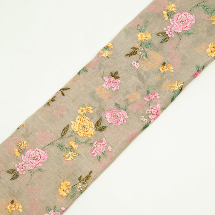 Ridhima Floral Buta on Ecru Cotton Silk Embroidered Fabric
